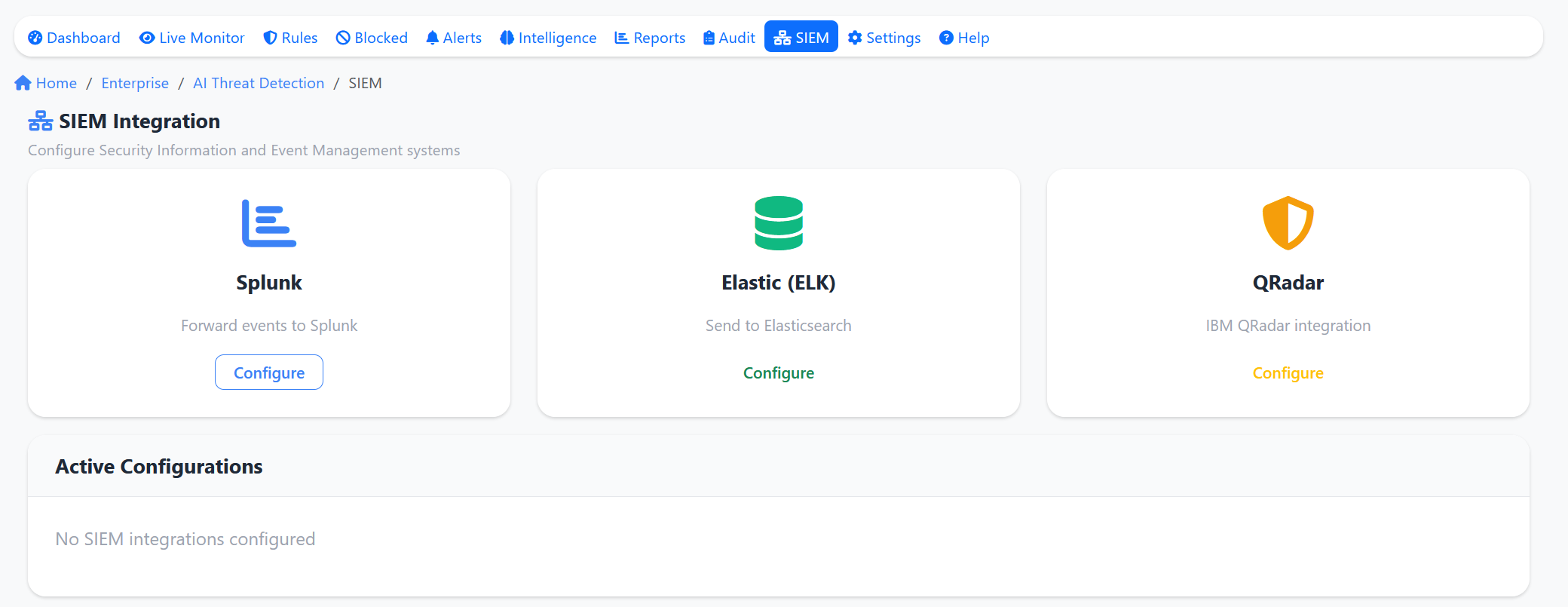 SIEM Integration Dashboard